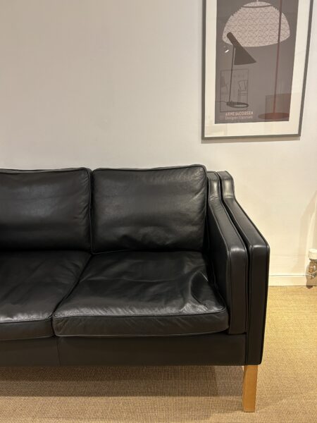 Lædersofa med Eg ben 2-personers sort Model MH 195, Design, Mogens Hansen - Image 4