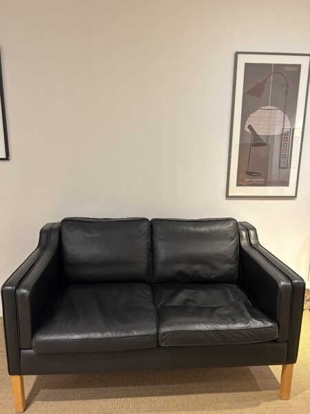 Lædersofa med Eg ben 2-personers sort Model MH 195, Design, Mogens Hansen - Image 5