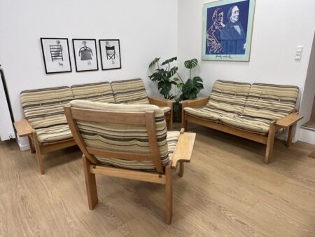 Sofasæt 3-pers + 2-pers, samt en høj stole i Eg, Design Yngve Engstrøm fra 1960' - Image 2