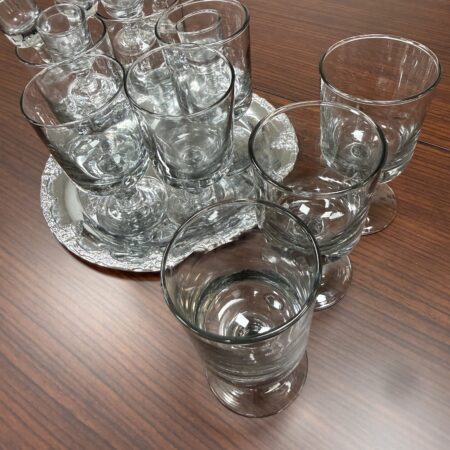 8 tunge ølglas fra Kastrup Glasværk – røgfarvede glas